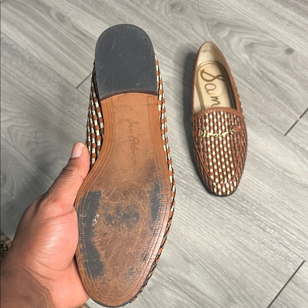 Sam Edelman Brown and Cream Woven Moccasins - Picture 10 of 16